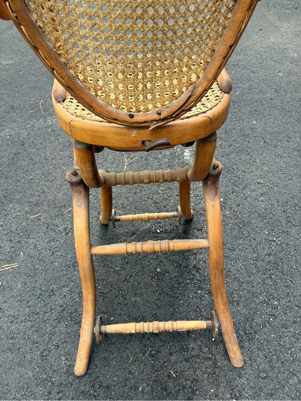 Vintage Woven Cane Accent Chair in Natural Wood